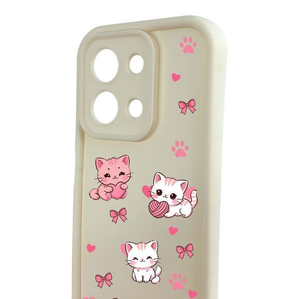 Чохол силіконовий Soft Touch з 3D принтом милі кошенята з лапками для Xiaomi Redmi 15C EU Молочний (Повний захист камери) 0059640 фото