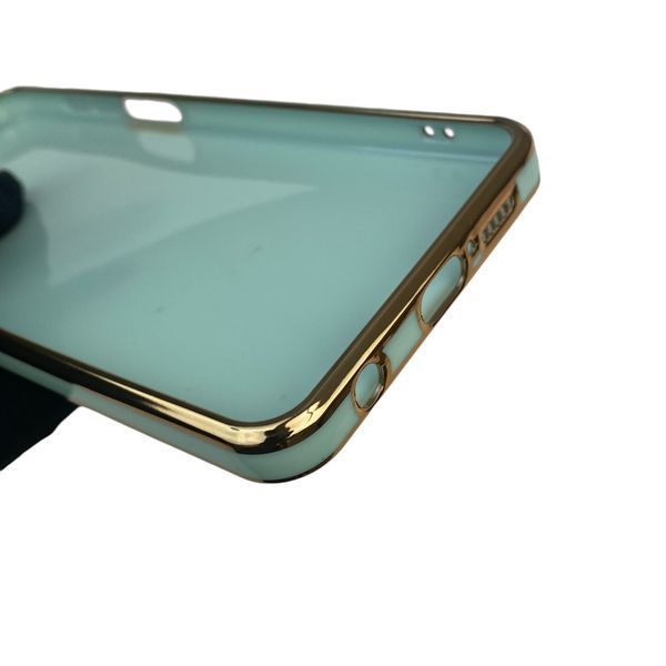 Чехол для Xiaomi Redmi Note 9 Pro с кольцом MagSafe с золотой окантовкой на сяоми редми нот 9 про бирюзовый gs1 0022698 фото