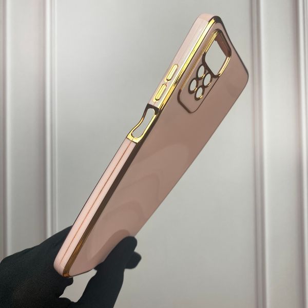 Чехол для Xiaomi Redmi Note 12 Pro 4G с золотой окантовкой с защитой камеры на сяоми редми нот 12 про пудровый 0000043 фото