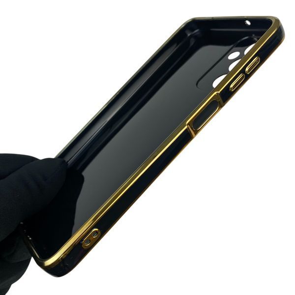 Чехол для Samsung Galaxy M23 5G SM-M236 с кольцом MagSafe с золотой окантовкой на самсунг м23 черный gs1 0021981 фото