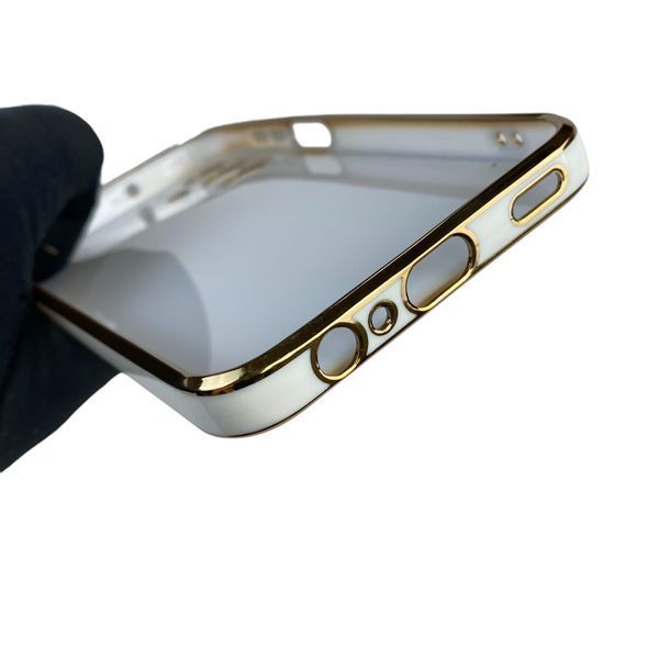 Чохол для Samsung Galaxy A15 (SM-A155M) з кільцем MagSafe із золотою окантовкою на самсунг а15 білий gs1 0021457 фото