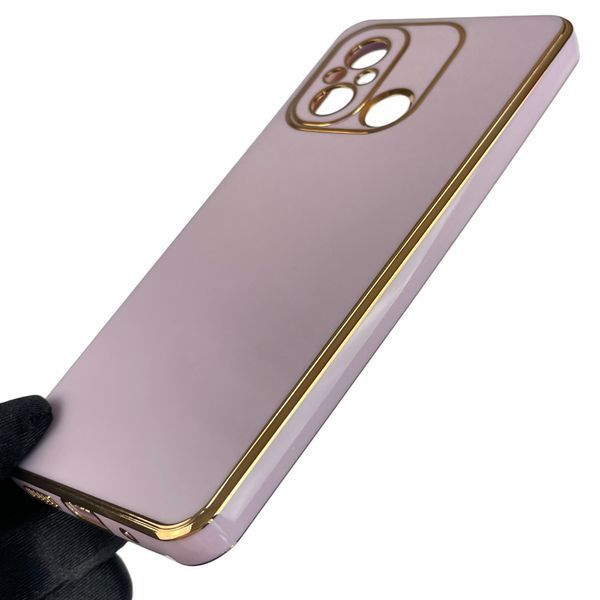 Чохол для Xiaomi Redmi 11A глянсовий із золотою окантовкою із захистом камери на сяомі редмі 11а бузковий 0000093 фото