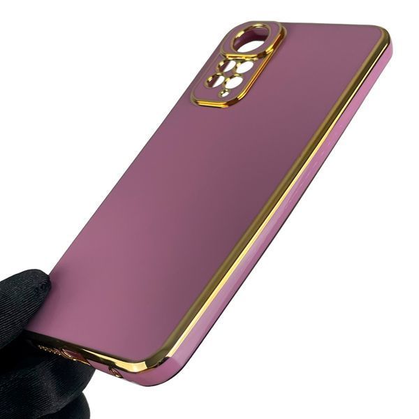 Чохол для Xiaomi Redmi Note 11 глянсовий із золотою окантовкою із захистом камери на сяомі редмі нот 11 бузковий 0008263 фото