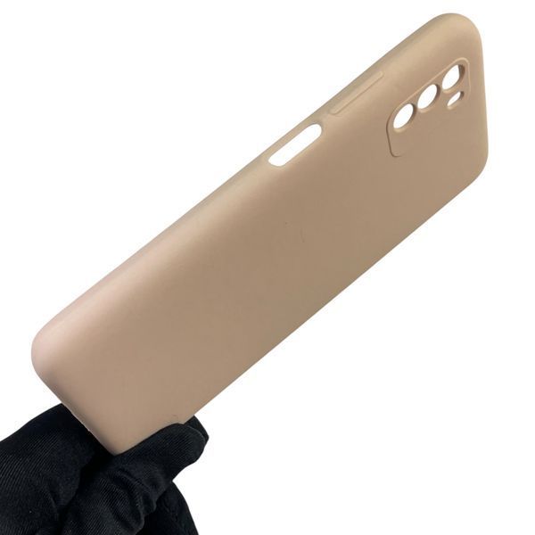 Чехол для Xiaomi Poco M3 силиконовый с микрофиброй нескользящий на сяоми поко м3 пудровый 0032477 фото