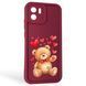 Чехол силиконовый Soft Touch с 3D принтом милый мишка для Xiaomi Redmi A1 бордовый (Полная защита камеры) 0044856 фото 1