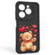 Чохол силіконовий оригінальний Soft Touch з 3D принтом милий ведмедик для Tecno Spark 20 чорний (Повний захист камери) 0043568 фото 1