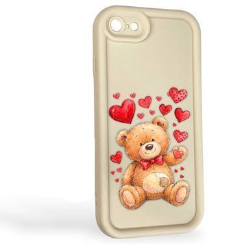 Чехол силиконовый Soft Touch с 3D принтом милый мишка для Apple iPhone 7 молочный (Полная защита камеры) 0044962 фото