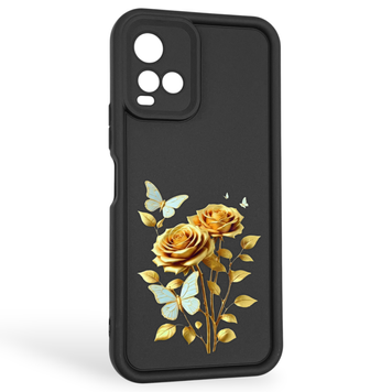 Чехол силиконовый Soft Touch с 3D принтом женским для Vivo Y21 черный (Полная защита камеры) 0042840 фото