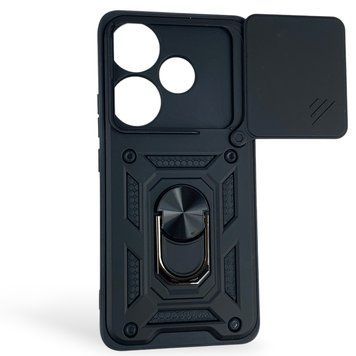 Чехол противоударный для Xiaomi Poco F6 с магнитной пластиной со шторкой на камере черный 0050813 фото