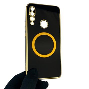 Чехол для Huawei Y9 Prime 2019 STK-L21 с кольцом MagSafe с золотой окантовкой на хуавей у9 прайм 2019 черный gs1 0022697 фото