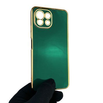 Чехол для Xiaomi Mi 11 Lite с защитой камеры с золотой окантовкой на сяоми ми 11 лайт темно-зелёный gs1 0019878 фото
