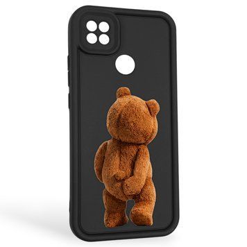 Чехол силиконовый оригинальный Soft Touch с 3D принтом смешного теда мишки для Xiaomi Redmi 10A черный (Полная защита камеры) 0048934 фото