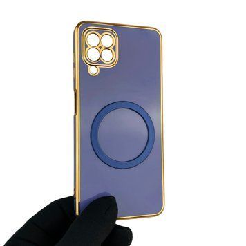 Чехол для Samsung Galaxy M22 4G SM-M225F с кольцом MagSafe с золотой окантовкой на самсунг м22 синий gs1 0021958 фото