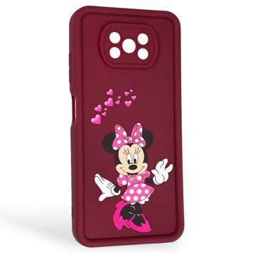 Чохол силіконовий Soft Touch з 3D принтом чарівна мінні маус для Xiaomi Poco X3 Pro бордовий (Повний захист камери) 0050443 фото