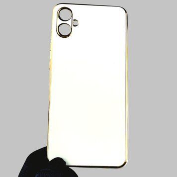 Чехол для Samsung Galaxy A05 (SM-A055) женский с золотой окантовкой с защитой камеры на самсунг а05 белый 0012196 фото