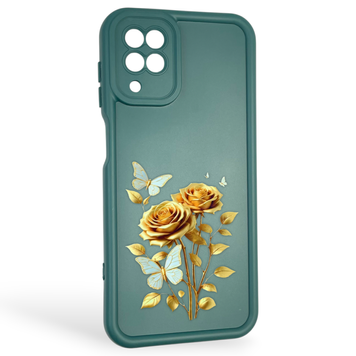 Чехол силиконовый Soft Touch с 3D принтом женским для Samsung Galaxy M12 (SM-M127F) темно-зеленый (Полная защита камеры) 0042628 фото