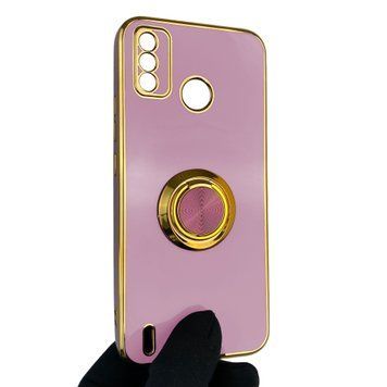 Чохол для Tecno Spark 6 Go (KE5) з кільцем-підставкою із золотою окантовкою на техно спарк 6 го чорничний gs1 0020716 фото