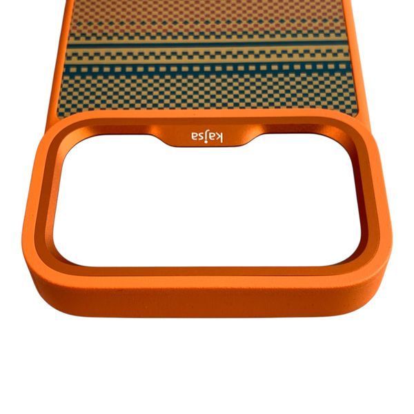 Чехол Kajsa Resort Gradient Stripe для iPhone 17 Pro Max оранжевый Orange Plus (MagSafe, металлическое кольцо камеры, премиум) 0062056 фото