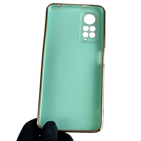 Чохол для Xiaomi Redmi Note 11 глянсовий із золотою окантовкою із захистом камери на сяомі редмі нот 11 бірюзовий 0008262 фото