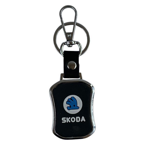 Металлический брелок Skoda на ключи авто с покрытием soft-touch (кожаный ремешок) 0061311 фото