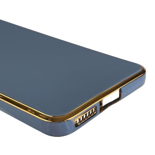 Чехол для Xiaomi Redmi Note 12 Pro 4G с золотой окантовкой с защитой камеры на сяоми редми нот 12 про 4г синий 0000044 фото