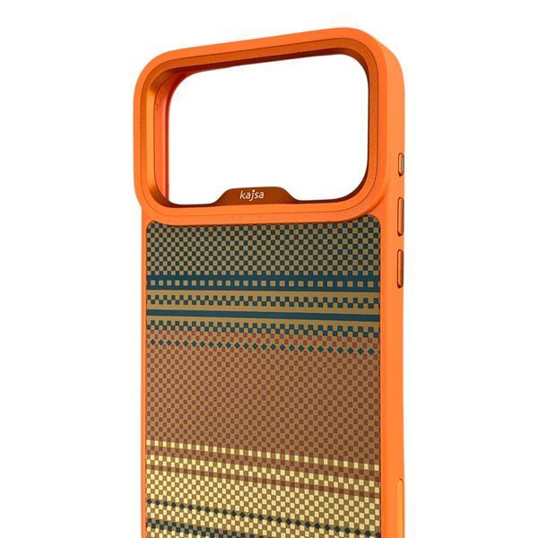 Чехол Kajsa Resort Gradient Stripe для iPhone 17 Pro Max оранжевый Orange Plus (MagSafe, металлическое кольцо камеры, премиум) 0062056 фото
