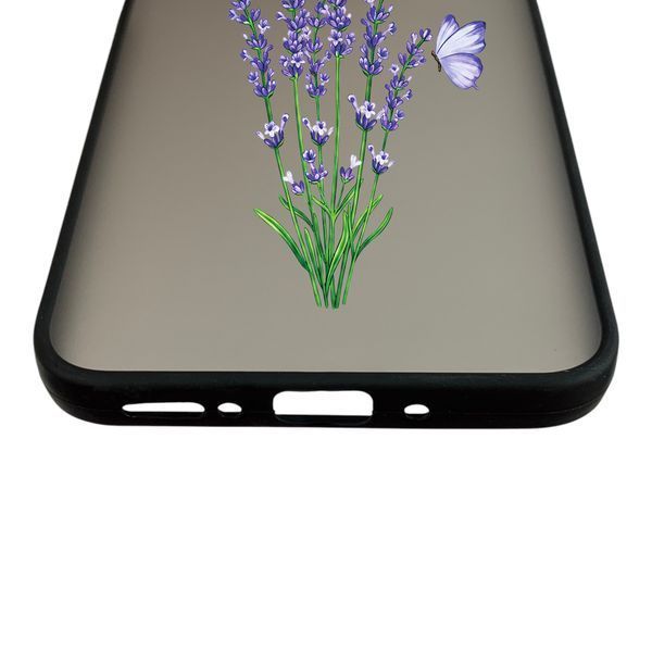 Чехол для телефона Samsung Galaxy A26 (SM-A266) с 3D принтом лаванда с бабочками с высокими бортами черный 0059312 фото