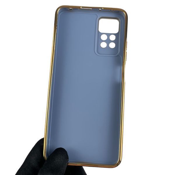 Чехол для Xiaomi Redmi Note 12 Pro 4G с золотой окантовкой с защитой камеры на сяоми редми нот 12 про 4г синий 0000044 фото