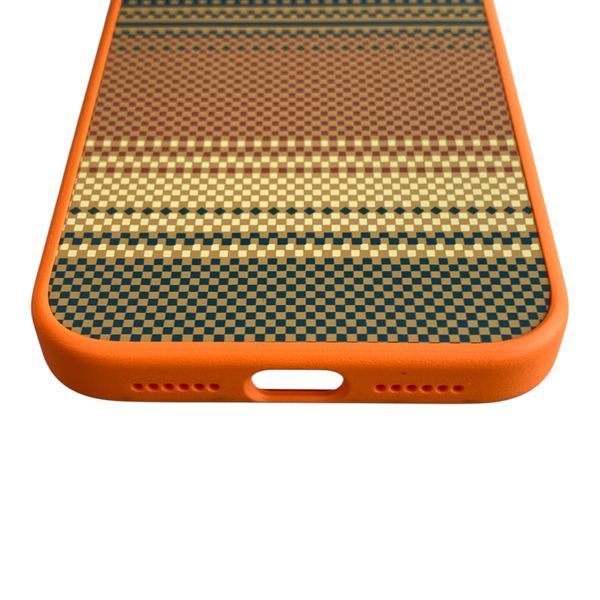 Чехол Kajsa Resort Gradient Stripe для iPhone 17 Pro Max оранжевый Orange Plus (MagSafe, металлическое кольцо камеры, премиум) 0062056 фото