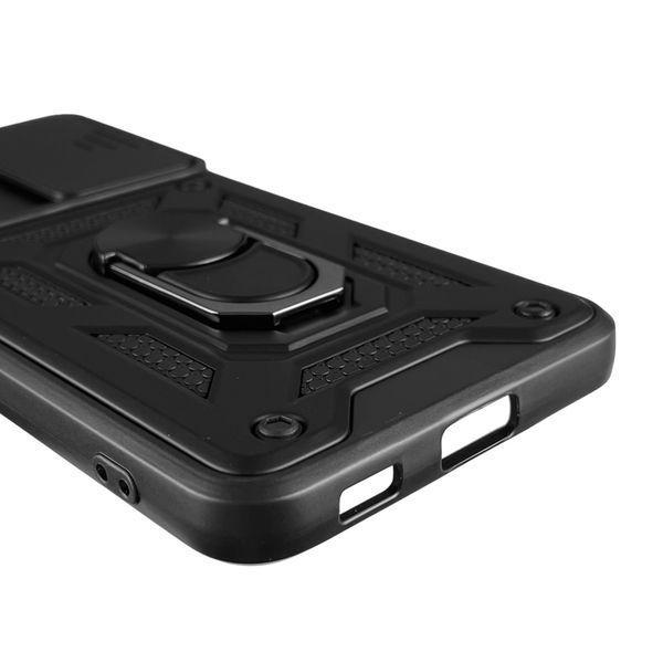 Чехол для Samsung Galaxy S21 FE SM-G990B бронированный с кольцом-держателем со шторкой самсунг с21 фе чёрный 0000194 фото