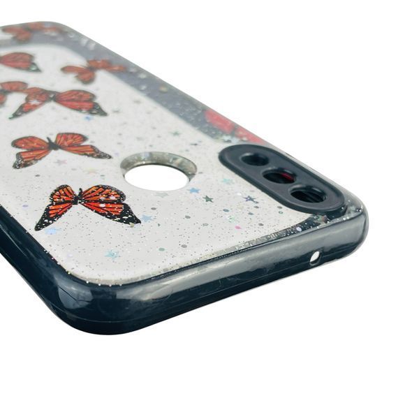 Чехол для Huawei P20 Lite с блёстками с бабочками на хуавей п20 лайт черный 0037532 фото