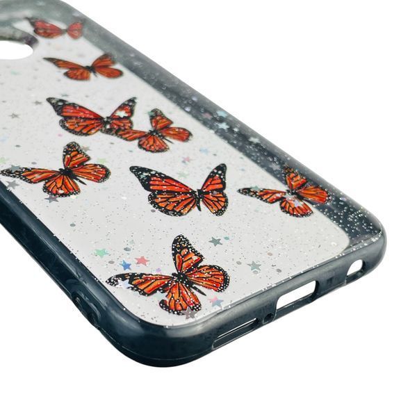Чехол для Huawei P20 Lite с блёстками с бабочками на хуавей п20 лайт черный 0037532 фото