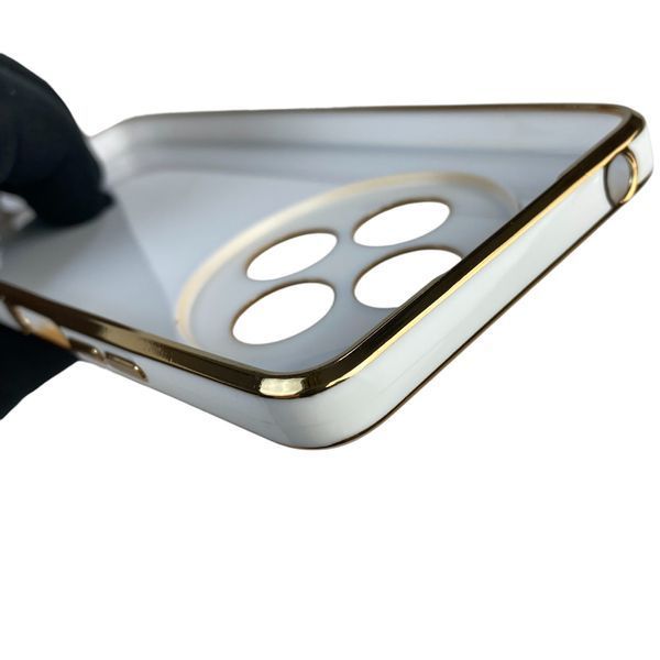 Чехол для Xiaomi Redmi 14C с кольцом MagSafe с золотой окантовкой на редми 14с белый gs1 0022558 фото