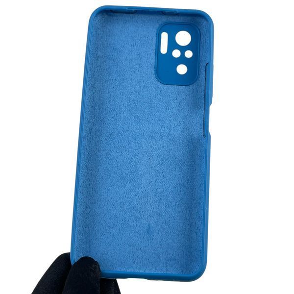 Чехол для Xiaomi Redmi Note 10 силиконовый с микрофиброй нескользящий на сяоми редми нот 10 синий 0032609 фото