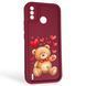Чехол силиконовый Soft Touch с 3D принтом милый мишка для Tecno Spark 6 Go (KE5) бордовый (Полная защита камеры) 0045017 фото 1