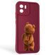 Чехол силиконовый Soft Touch с 3D принтом смешного теда мишки для Xiaomi Redmi A1 бордовый (Полная защита камеры) 0049252 фото 1