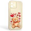 Чохол силіконовий оригінальний Soft Touch з 3D принтом милий ведмедик для Apple iPhone 12 молочний (Повний захист камери)
