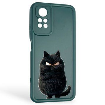 Чехол силиконовый оригинальный Soft Touch с 3D принтом злой котик для Xiaomi Redmi Note 11 Pro темно-зеленый (Полная защита камеры) 0046813 фото