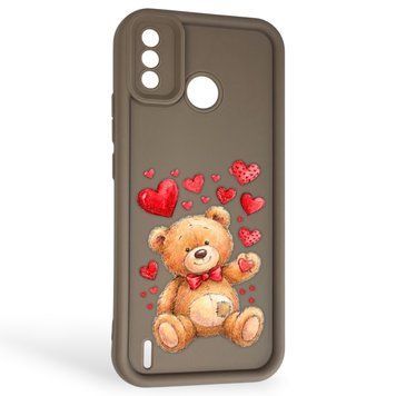 Чохол силіконовий Soft Touch з 3D принтом милий ведмедик для Tecno Spark 6 Go (KE5) коричневий (Повний захист камери) 0045018 фото