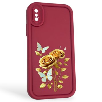 Чохол силіконовий Soft Touch з 3D принтом жіночим для Apple iPhone X бордовий (Повний захист камери) 0042464 фото