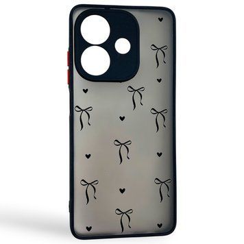 Чохол для телефона Oppo A3 с 3D принтом бантики з серцями із захистом камери чорний 0059363 фото