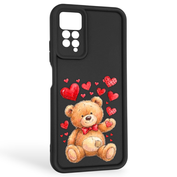 Чехол силиконовый оригинальный Soft Touch с 3D принтом милый мишка для Xiaomi Redmi Note 12 Pro черный (Полная защита камеры) 0043816 фото