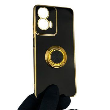 Чехол для Motorola E14 с кольцом-подставкой с золотой окантовкой на моторола е14 черный gs1 0020957 фото