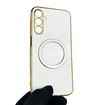 Чехол для Samsung Galaxy A24 SM-A245F с кольцом MagSafe с золотой окантовкой на самсунг а24 белый gs1 0021478 фото