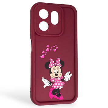 Чехол силиконовый Soft Touch с 3D принтом волшебной минни маус для Infinix Smart 9 бордовый (Полная защита камеры) 0050224 фото