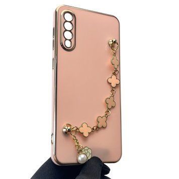 Чехол для телефона Samsung Galaxy A50 (SM-A505F) женский с ремешком и украшениями и золотой окантовкой на самсунг а50 пудровый gs1 0016333 фото