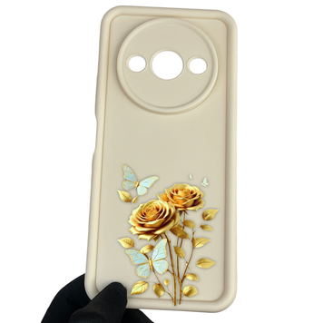 Чехол силиконовый Soft Touch с 3D принтом женским для Xiaomi Redmi A3 молочный (Полная защита камеры) 0043005 фото