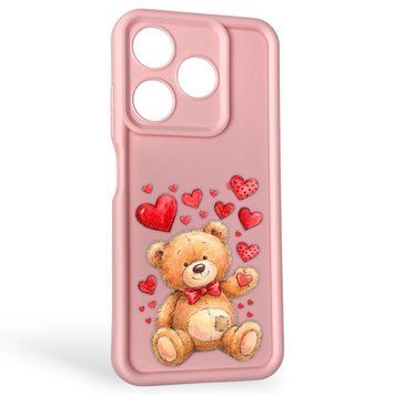 Чохол силіконовий Soft Touch з 3D принтом милий ведмедик для TECNO Spark 10C (KI5m) рожевий (Повний захист камери) 0045074 фото