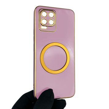 Чехол для Realme 8 Pro с кольцом MagSafe с золотой окантовкой на реалми 8 про черничный gs1 0022786 фото