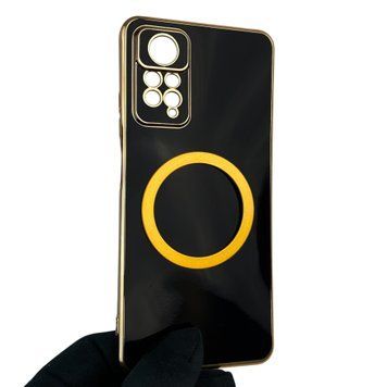 Чехол для Xiaomi Redmi Note 12 Pro 4G с кольцом MagSafe с золотой окантовкой на сяоми редми нот 12 про черный gs1 0022990 фото